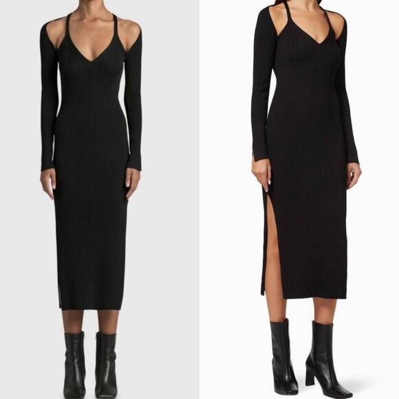 Jonathan Simkhai Esperanza compact cutout shawl dress ribbed stretch fit size XS - Picture 1 of 13